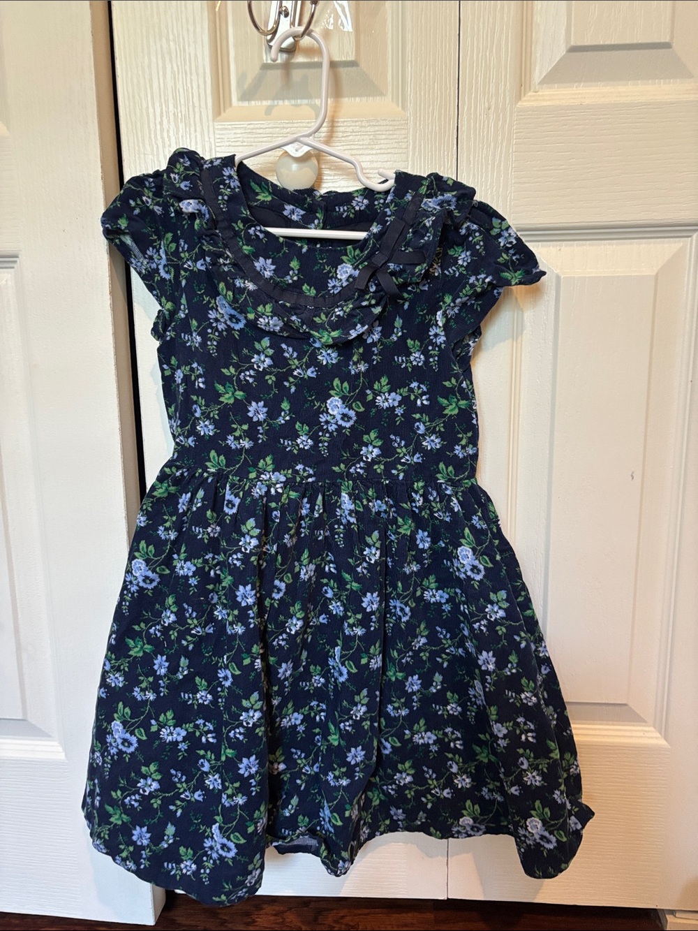 Janie and Jack Navy Floral Ruffle Collar Short-Sleeve Dress